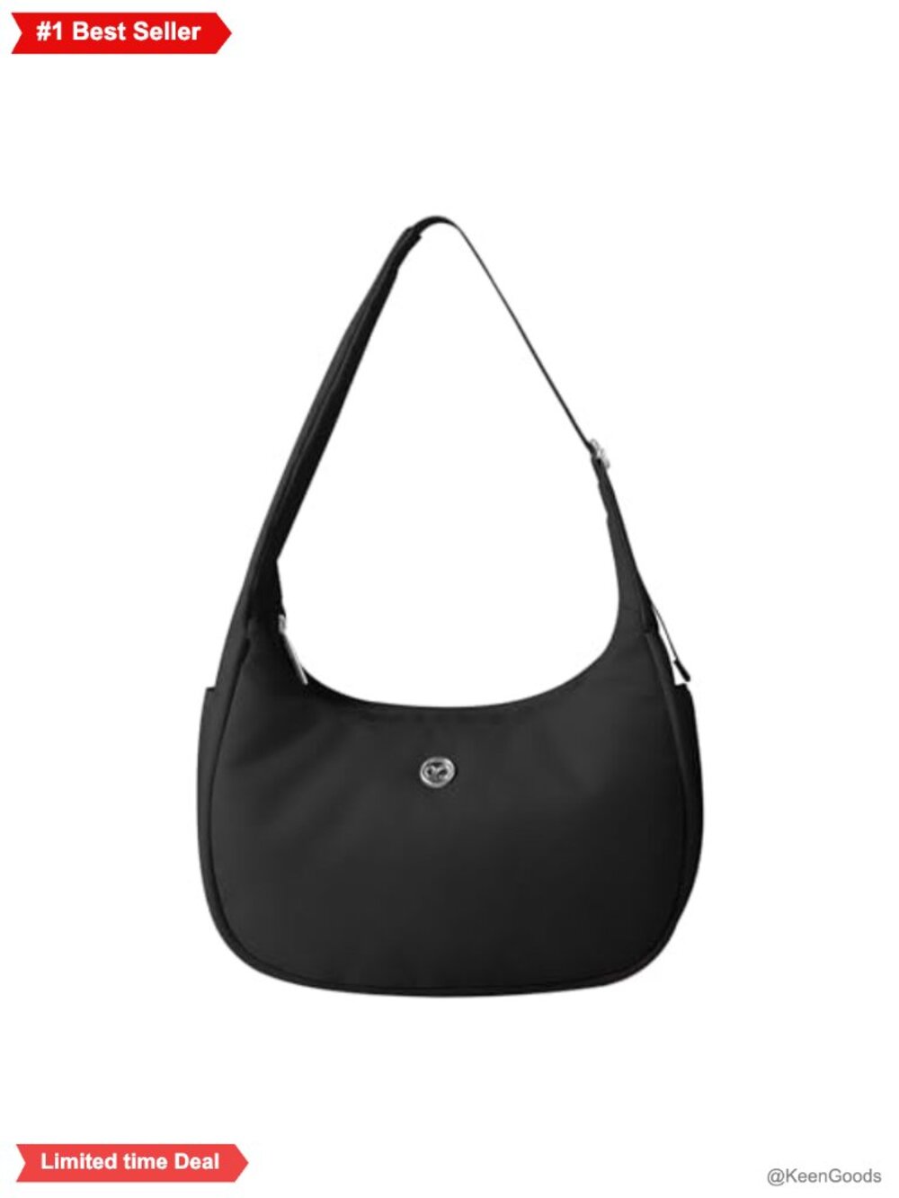 Women's Nylon Crescent Shoulder Bag Small Hobo Purse Water Repellent